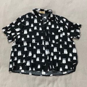 Cropped button down tee